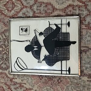 Mid Century bubble glass silhouette man in armchair